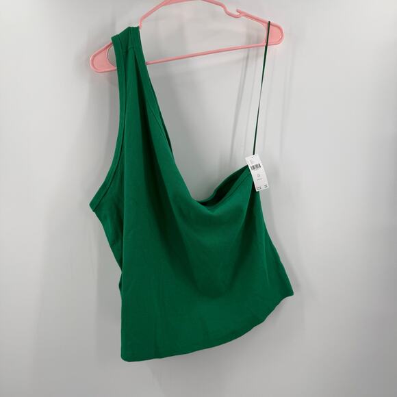 PILCRO Zelda Tank Top Size 3X Anthro Rib Kelly Green Plus Curvy NWT One Shoulder - Picture 13 of 13